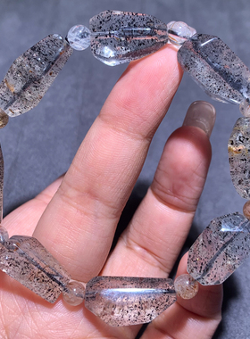 天然透体共生黑金草莓晶随形手链