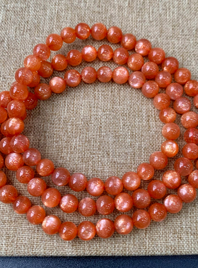 天然金沙太阳石三圈手链饰品男女