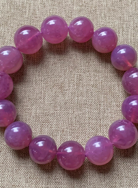 天然冰透马达加斯紫马粉单圈手链