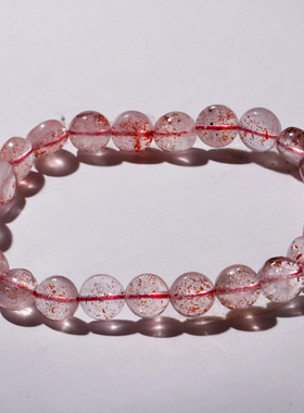 天然金草莓蛋面超七水晶单圈手链