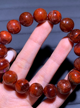 天然一线天红极光水晶单圈手链女