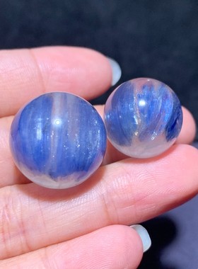 天然石英质玉共生玉化蓝晶石球女