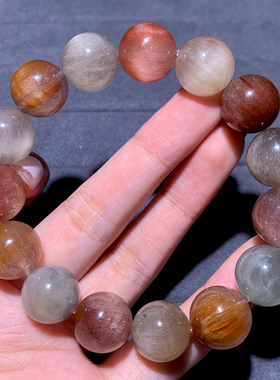 天然彩兔毛手链顺发单圈水晶送礼