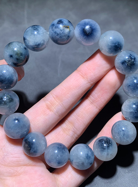 天然蓝发晶海胆单圈手链异象幽灵