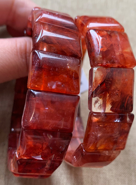 天然红胶花巴西原色手排水晶饰品