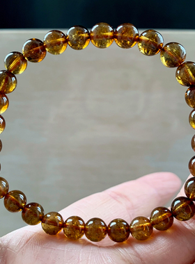 天然巴西老矿焦糖黄碧玺手链佛珠