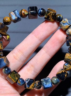 天然彼得石方糖随形猫眼手链饰品