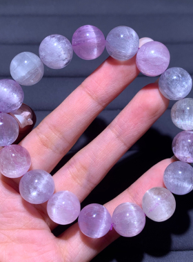 天然猫眼老矿彩色拉丝紫锂辉单圈