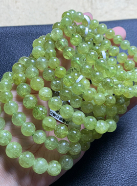 天然沙佛来绿石榴石手链女翠绿色