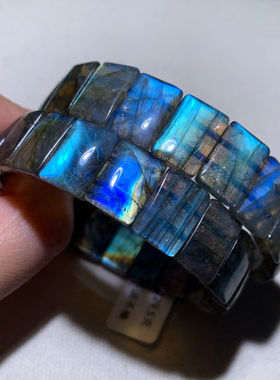 天然拉长石手排灰月光饰品男女生