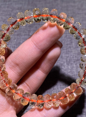 天然巴西黄水晶随形刻面盘珠手链