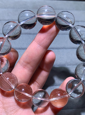 天然透体银发晶单圈水晶手链饰品