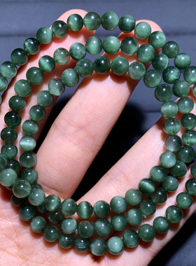 天然巴西顺发绿发晶三圈手链水晶