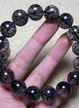 天然巴西顺发黑发晶手串水晶饰品