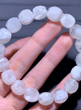 天然雪花幽灵菱形桶珠手链饰品女