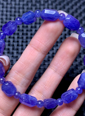 天然小颗粒坦桑石随形手链饰品女