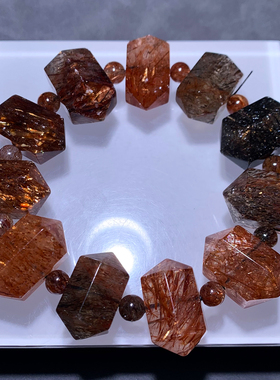 天然黑金超双尖手串单圈云母柱女