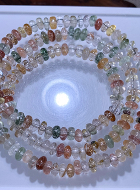 天然彩发晶盘珠三圈手链顺发钛晶