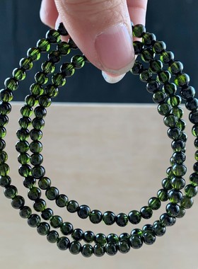 天然巴西黑糖绿碧玺三圈手链饰品