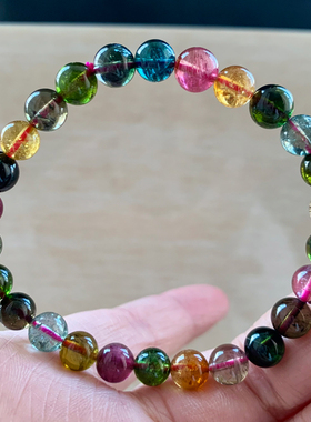 天然老矿碧玺手链情侣款礼物配饰