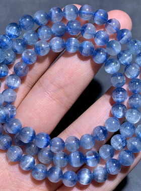 天然共生蓝晶石三圈手链聚宝盆