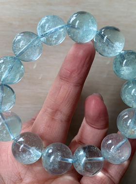 天然冰湛蓝碎碎冰海蓝宝手链水晶