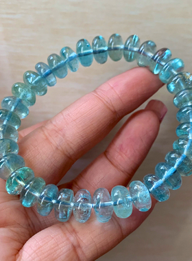 天然蓝绿色托帕石盘珠手链尼泊尔