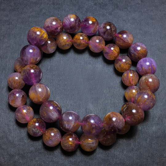 Pulsera de un solo círculo de cristal de titanio púrpura Natural, cuentas de Buda, regalo de joyería