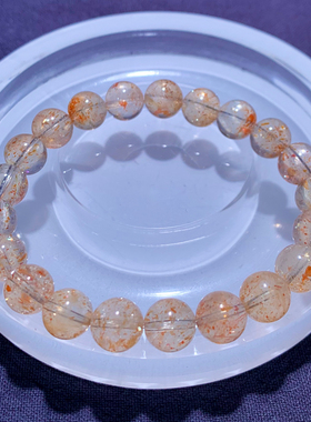 天然共生阿鲁沙长石单圈水晶手串