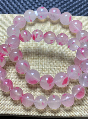 天然石英质玉共生蔷薇辉石手链女