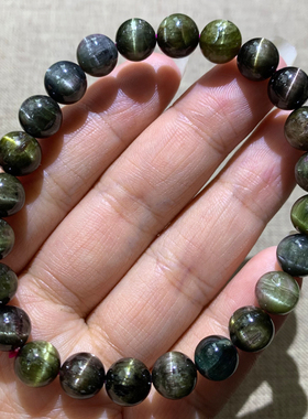 天然透体猫眼碧玺手链女