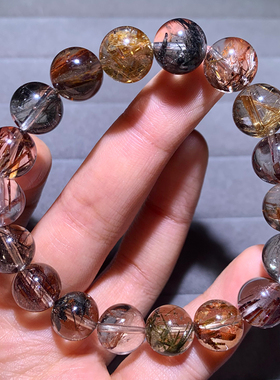 天然冰透彩发晶水晶单圈手串饰品