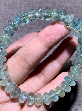天然蓝绿托帕石盘珠手串尼泊尔蓝