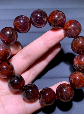 天然红极光水晶手链Auralite23女