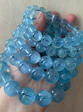 巴西天然海蓝宝手链冰透体润蓝色