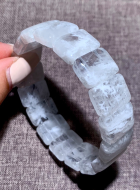 天然白雪花幽灵手排手串白婚纱女