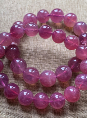 天然冰透紫马粉手链芙蓉粉晶手链