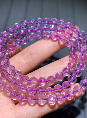 天然紫水晶刻面手链三圈淡紫水晶