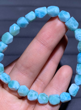 天然海纹石拉利玛随形单圈手串女