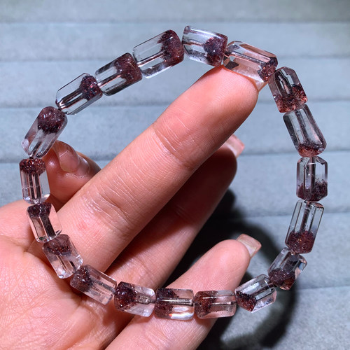 天然冰透毒液超七随形手串水晶彼岸花黑云母闪片半盆手链礼物男女 - 图1