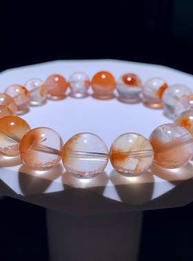 天然橘粉兔毛单圈手链聚宝盆饰品