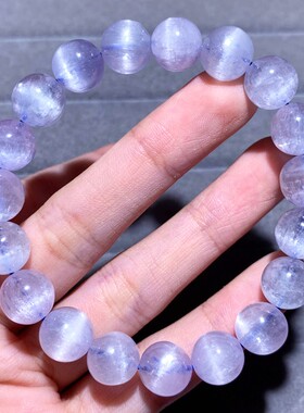 天然老矿猫眼紫蓝锂辉石手链女