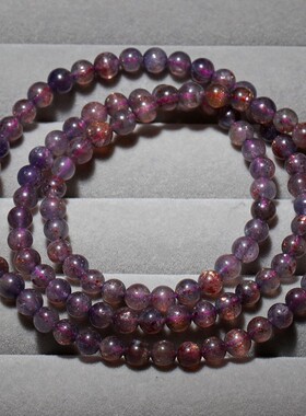 天然草莓血滴堇青石三圈佛珠手链