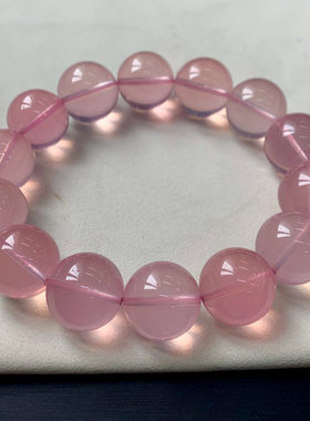 天然冰透星光粉晶手链单圈饰品女