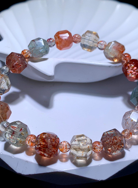 天然冰透阿鲁沙长石随形手链情侣