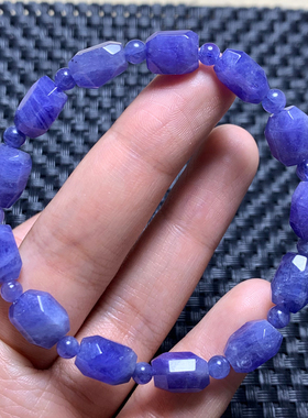 天然冰透坦桑石随形手链海洋之心