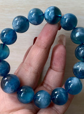 巴西天然糯体魔鬼蓝海蓝宝手链女