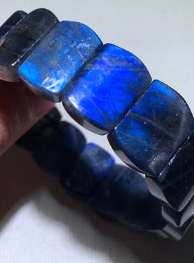 天然蓝光拉长石手排饰品礼物男女
