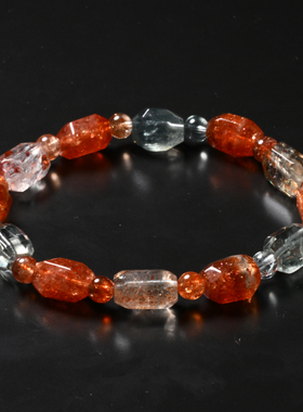 天然阿鲁沙长石刻面随形手链情侣