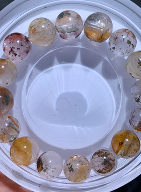 天然巴西共生彩铜矿手串胶花水晶